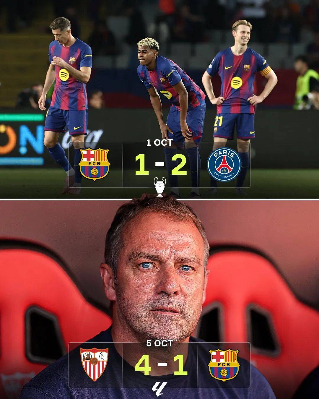 巴萨遭遇惨败，球迷情绪低落